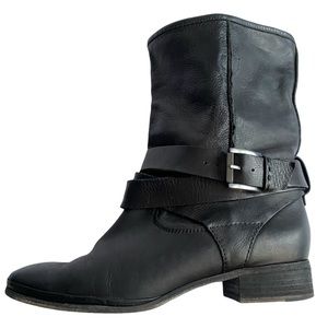 Belle by Sigerson Morrison Black Leather Ankle Buckle Boots